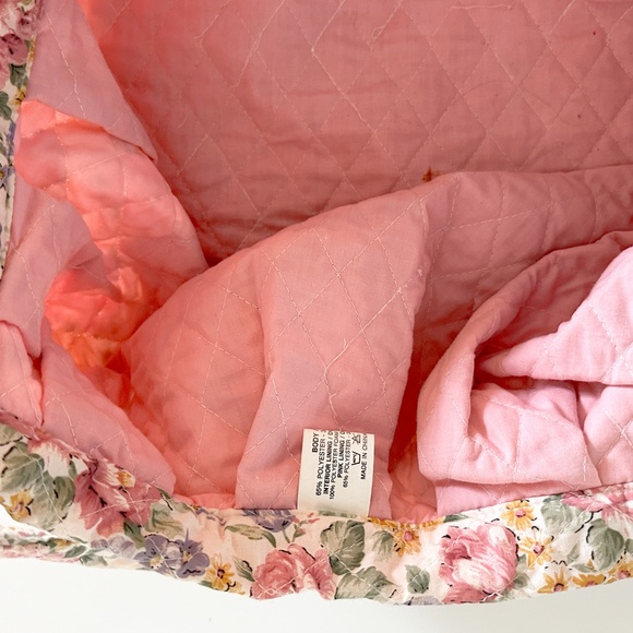 90s Floral Print Fabric Bag | Fully Lined with Pink Fabric - Picture 6 of 7